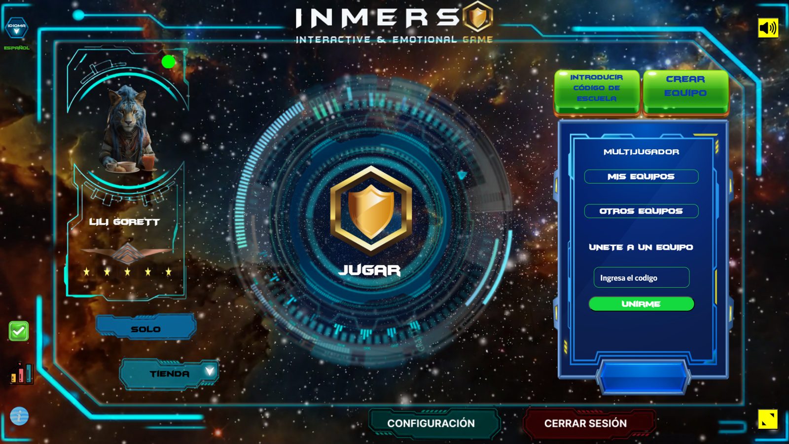 INMERSO GAME INMERSO GAME · Plataforma educativa, menú principal multijugador